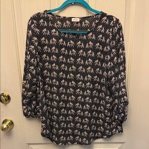 Pixley Black and White Elephant Print Blouse
